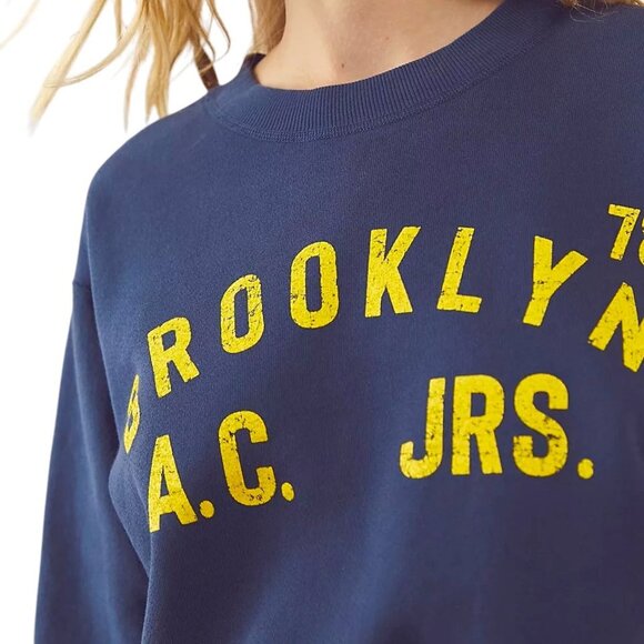 Riley Vintage Brooklyn Crew Size Large Navy Blue with Yellow Detailing - Picture 3 of 10